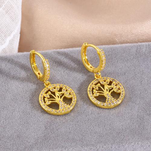 Cubic Zirconia Micro Pave Brass Earring, gold color plated, fashion jewelry & micro pave cubic zirconia, golden 