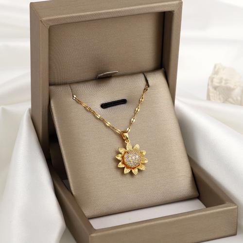 Cubic Zircon Micro Pave Brass Necklace, Flower, plated, fashion jewelry & micro pave cubic zirconia cm 