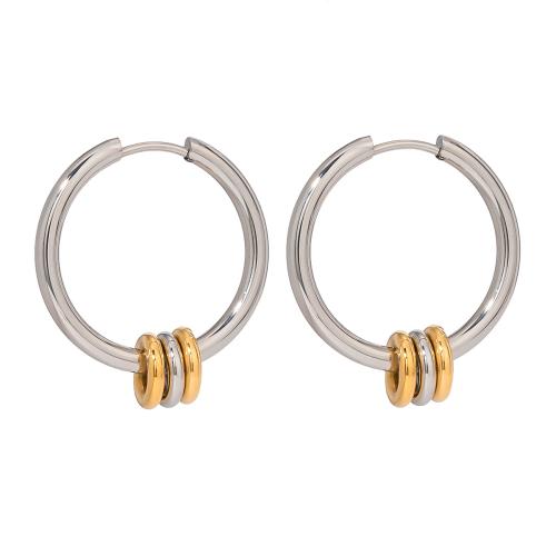 Mens acier inoxydable Hoop boucles d'oreilles, Acier inoxydable 304, Placage, bijoux de mode & pour femme & deux tons, Vendu par paire