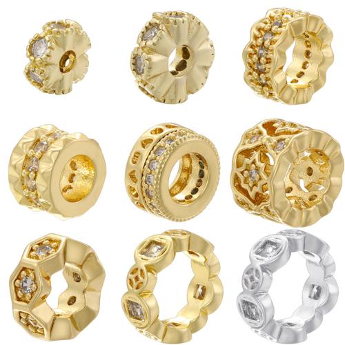 Brass Spacer Beads, plated, DIY  & micro pave cubic zirconia [