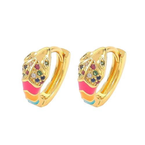 Cubic Zirconia Micro Pave Brass Earring, plated, micro pave cubic zirconia & for woman & enamel 