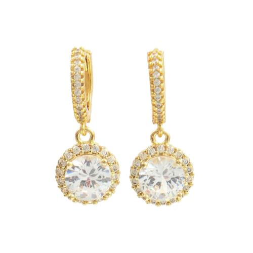 Cubic Zirconia Micro Pave Brass Earring, plated, micro pave cubic zirconia & for woman 