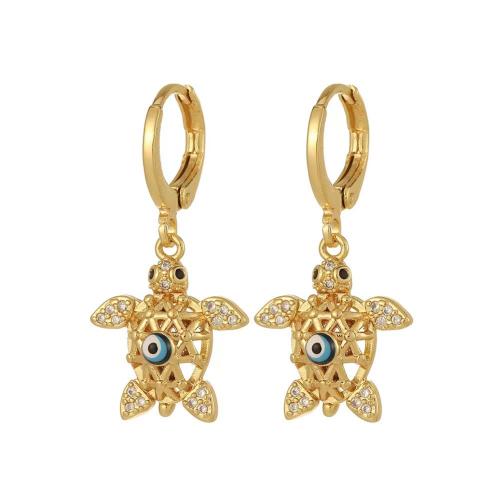 Cubic Zirconia Micro Pave Brass Earring, plated & micro pave cubic zirconia & for woman & enamel 