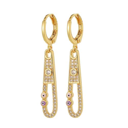 Cubic Zirconia Micro Pave Brass Earring, plated, micro pave cubic zirconia & for woman & enamel 