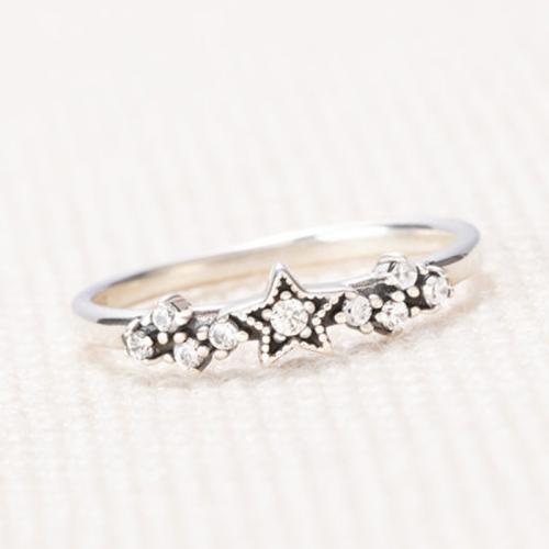 Zinc Alloy Finger Ring, plated & micro pave cubic zirconia & for woman, silver color 