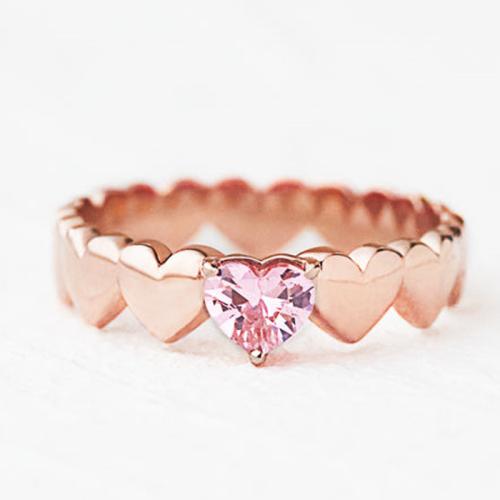 Zinc Alloy Finger Ring, plated & micro pave cubic zirconia & for woman, rose gold color 