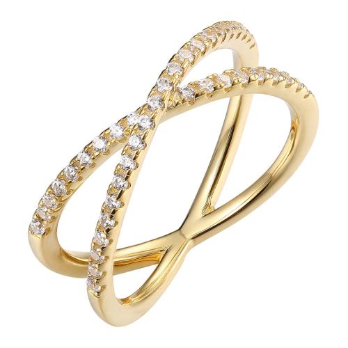 Zinc Alloy Finger Ring, plated & micro pave cubic zirconia & for woman 