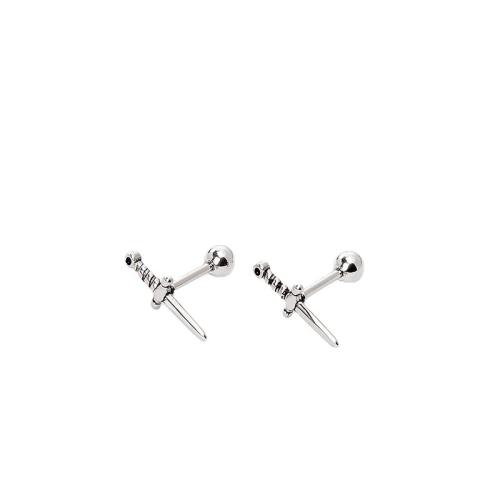 Boucles d'oreilles en acier titane, le style de punk & pour homme & émail, plus de couleurs à choisir, Needle thickness 1.2mm Vendu par sac