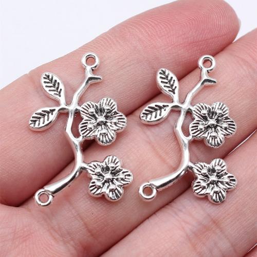 Zinc Alloy Charm Connector, Branch, antique silver color plated, DIY & 1/1 loop 