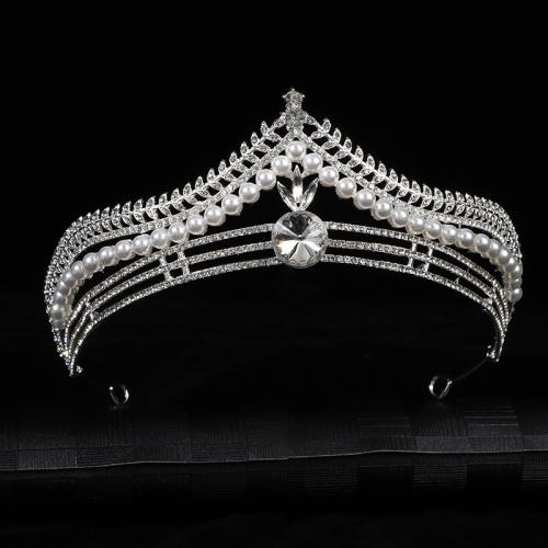 Braut Diademe, Zinklegierung, mit Kunststoff Perlen, Modeschmuck & für Frau & mit Strass, keine, length 169mm, width 59mm, verkauft von PC