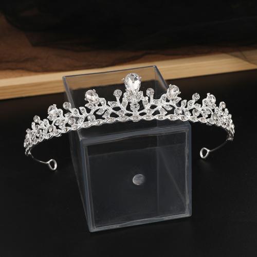 Tiaras nupciales, aleación de zinc, Joyería & para mujer & con diamantes de imitación, plateado, 150x30mm, Vendido por UD