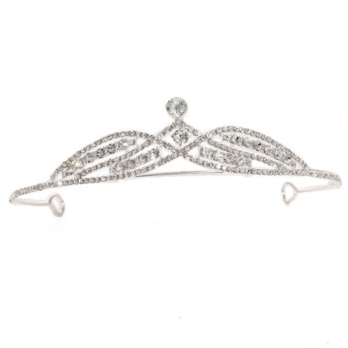 Bridal Tiaras, Zinc Alloy, fashion jewelry & for woman & with rhinestone, silver color, length 136mm, width 121mm, height 30mm 