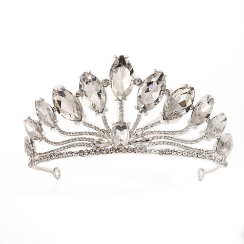 Bridal Tiaras, Zinc Alloy, with Crystal, fashion jewelry & for woman & with rhinestone, silver color, length 151mm, width 115mm, height 61mm 