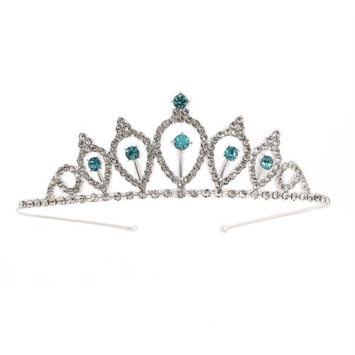 Bridal Tiaras, Zinc Alloy, fashion jewelry & for woman & with rhinestone, silver color, length 122mm, width 150mm, height 37mm 