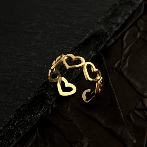 Edelstahl Fingerring, 304 Edelstahl, Herz, 18K vergoldet, Modeschmuck & unisex, goldfarben, verkauft von PC