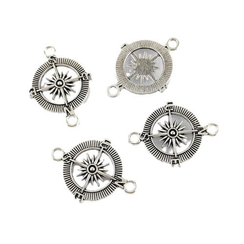 Zinc Alloy Charm Connector, Compass, antique silver color plated, DIY & 1/1 loop Approx 3mm, Approx 