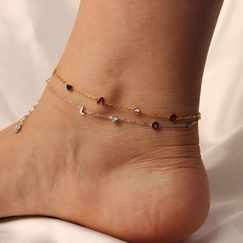 Stainless Steel Anklets Jewelry, Titanium Steel, with 5cm extender chain, plated, fashion jewelry & micro pave cubic zirconia cm 