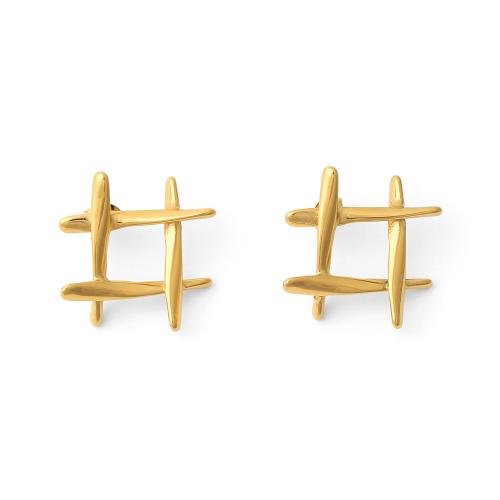 Titanium Steel Earrings, gold color plated, fashion jewelry, golden 