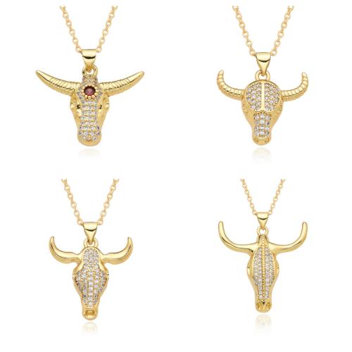 Cubic Zircon Micro Pave Brass Necklace, plated & micro pave cubic zirconia & for woman, golden 