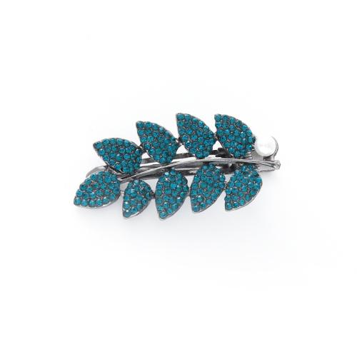 Alligator Hair Clip, Zinc Alloy, with Plastic Pearl, plated, for woman & with rhinestone 