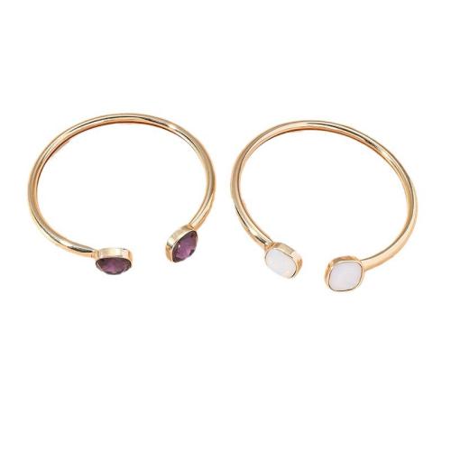 Brazalete Aleación de Zinc, con Vidrio & fundición & Acrílico, chapado, 2 piezas & para mujer, dorado, Vendido por Set[