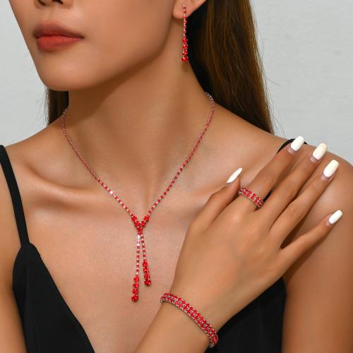 laiton parure de bijoux, avec strass, Placage, styles différents pour le choix & pour femme, Vendu par fixé