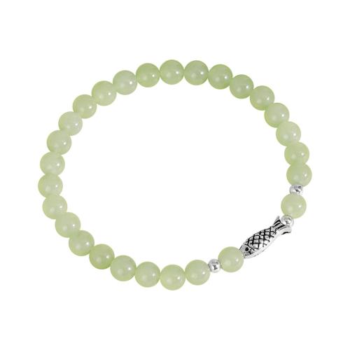 Hetian Jade Pulsera, con Plata de ley 925, Pez, hecho a mano, Joyería & para mujer, longitud:aproximado 6.7 Inch, Vendido por UD