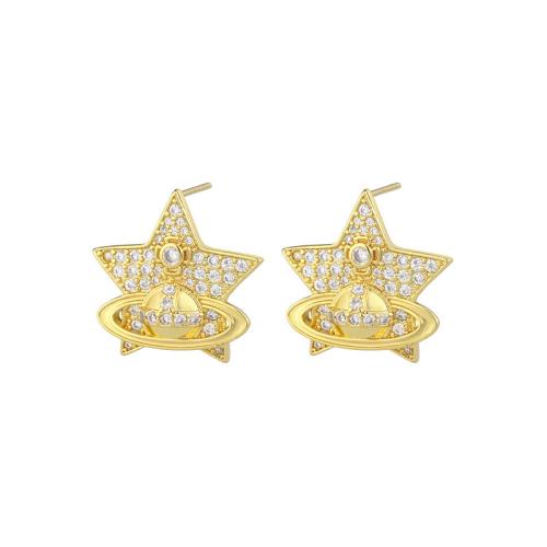 Cubic Zirconia Micro Pave Brass Earring, fashion jewelry & micro pave cubic zirconia & for woman 