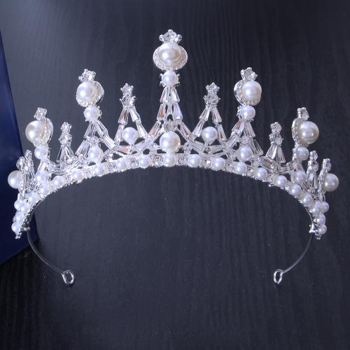 Tiaras nupciales, aleación de zinc, con Perlas plásticas, Joyería & para mujer & con diamantes de imitación, más colores para la opción, width 162mm, height 70mm, Vendido por UD