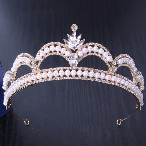 Bridal Tiaras, Zinc Alloy, with Crystal & Plastic Pearl, fashion jewelry & for woman & with rhinestone width 163mm, height 60mm 