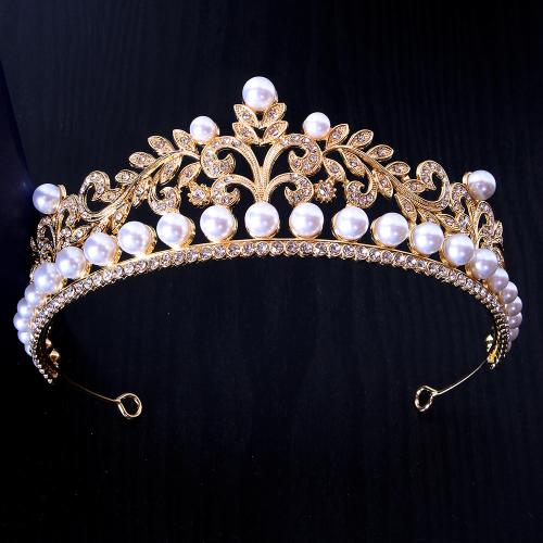 Bridal Tiaras, Zinc Alloy, with Plastic Pearl, fashion jewelry & for woman & with rhinestone width 170mm, height 56mm 