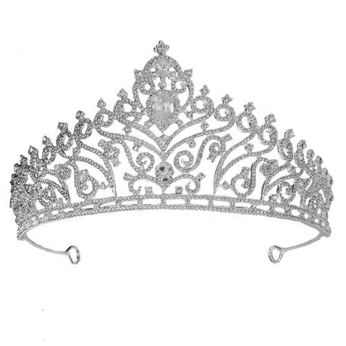 Bridal Tiaras, Zinc Alloy, fashion jewelry & for woman & with rhinestone, silver color, width 160mm, height 78mm 