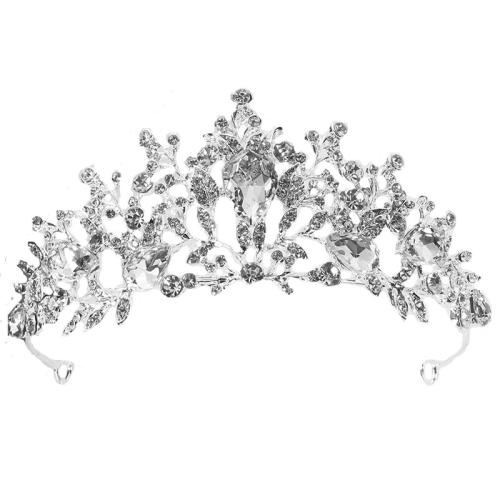 Bridal Tiaras, Zinc Alloy, fashion jewelry & for children & with rhinestone, silver color, width 125mm, height 51mm 