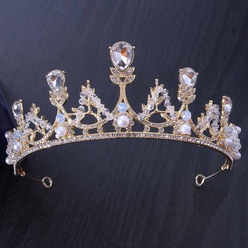 Bridal Tiaras, Zinc Alloy, with Crystal & Plastic Pearl, fashion jewelry & for woman & with rhinestone width 152mm, height 72mm 