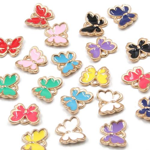 Zinc Alloy Enamel Pendants, Butterfly, KC gold color plated, DIY Approx [