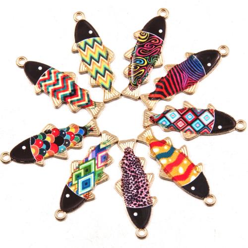 Zinc Alloy Enamel Pendants, Fish, KC gold color plated, DIY Approx 1mm, Approx [