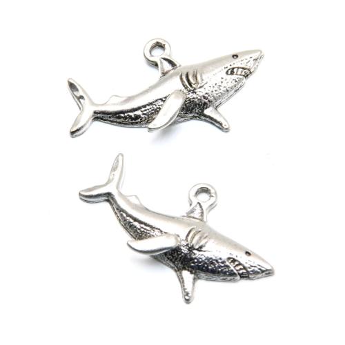 Pendentifs animaux en alliage de zinc, Requin, Plaqué de couleur d'argent, DIY Environ Vendu par sac