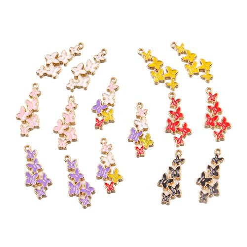 Zinc Alloy Enamel Pendants, Butterfly, KC gold color plated, DIY Approx 1mm, Approx [