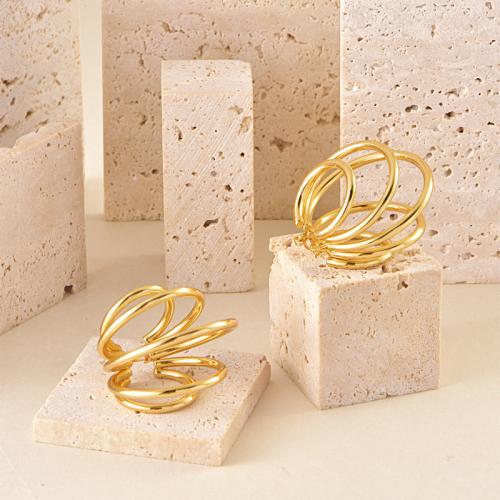 Titanium Steel Earrings, Round, gold color plated, multilayer & for woman 