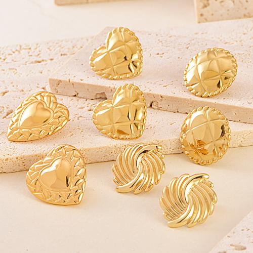 Boucles d'oreilles en acier titane, Placage de couleur d'or, styles différents pour le choix & pour femme, plus de couleurs à choisir, Vendu par paire