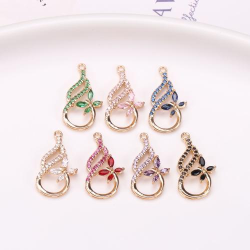 Crystal Brass Pendants, with Crystal, Calabash, gold color plated, DIY & micro pave cubic zirconia 