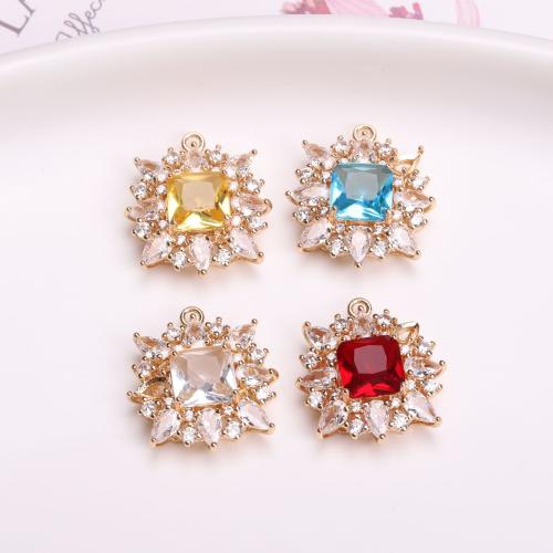 Crystal Brass Pendants, with Crystal, Snowflake, gold color plated, DIY & micro pave cubic zirconia 