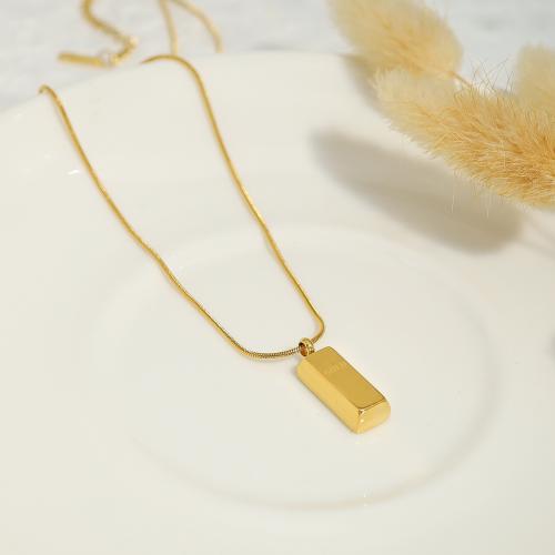 Collar de la joyería de titanio, Partículas de acero, con 6cm extender cadena, chapado en color dorado, dorado, longitud:39 cm, Vendido por UD