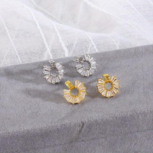 Cubic Zirconia Micro Pave Brass Earring, plated, fashion jewelry & micro pave cubic zirconia 