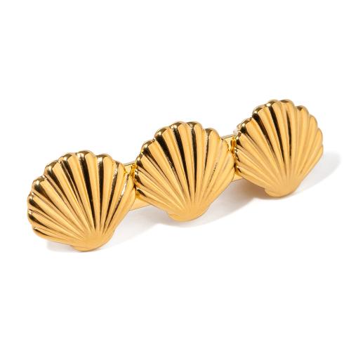 Alligator Hair Clip, 304 Stainless Steel, Shell, for woman, gold 