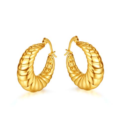 Boucles d'oreilles en acier titane, Placage, pour femme, doré, Vendu par paire