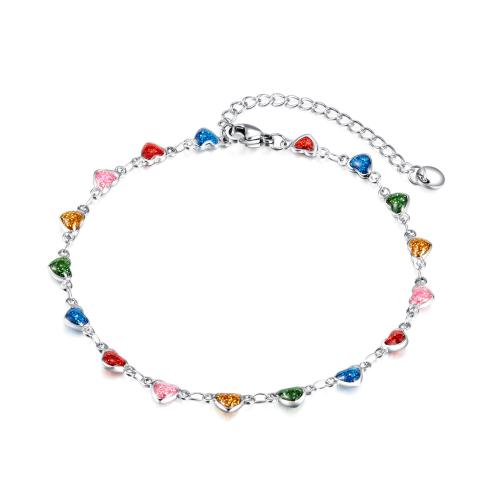 Stainless Steel Anklets Jewelry, Titanium Steel, for woman & enamel, original color 