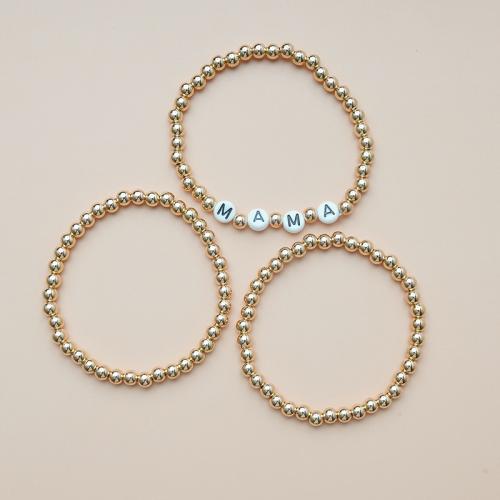 Pulseras de acrílico, con Hilo elástico & plástico recubierto de cobre, tres piezas & para mujer, dorado, longitud:aproximado 16-32 cm, Vendido por Set