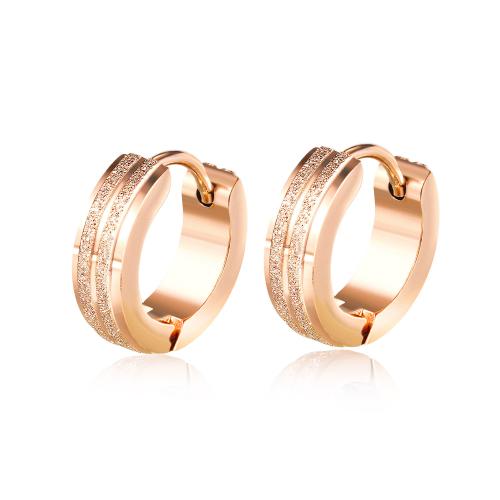 Titanium Steel Earrings, plated, for woman, rose gold color 