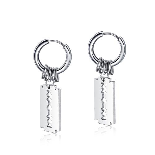 Stainless Steel Drop Earring, 304 Stainless Steel, polished, for man, original color 